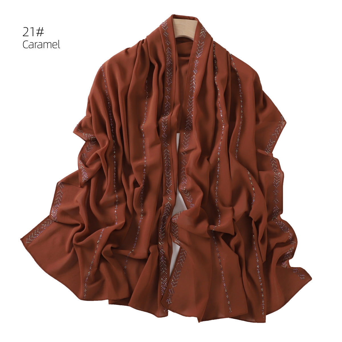 YZ194 Diamond chain, hot diamond pearl chiffon scarf, silver long headscarf hijab hijab/tudung handmade Crystal rhinestone - MinYang Fashion Apparel Accessory Manufacturer