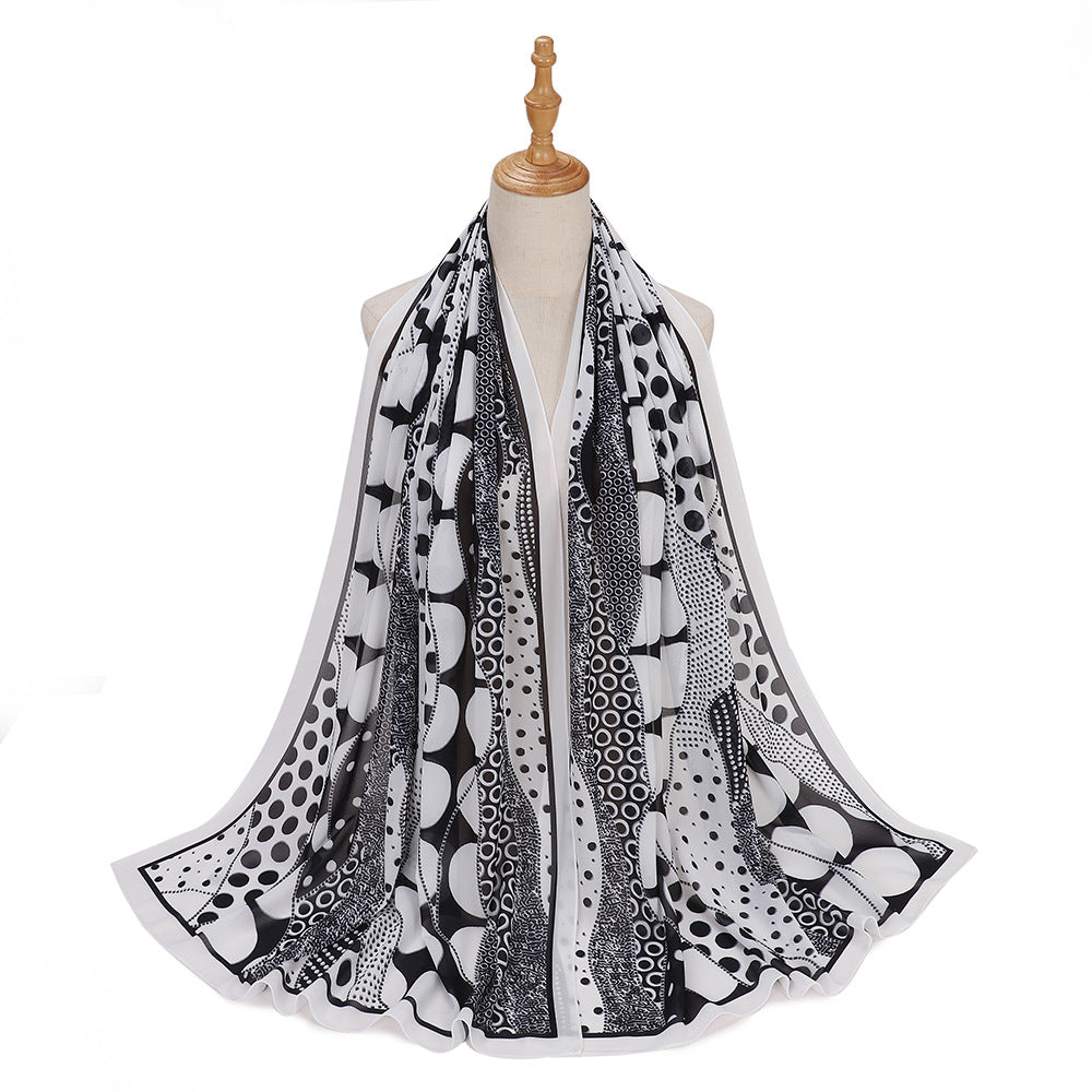 MSL333 New spring and summer pearl chiffon digital printing color scarf New spring and summer pearl chiffon digital printing color scarf