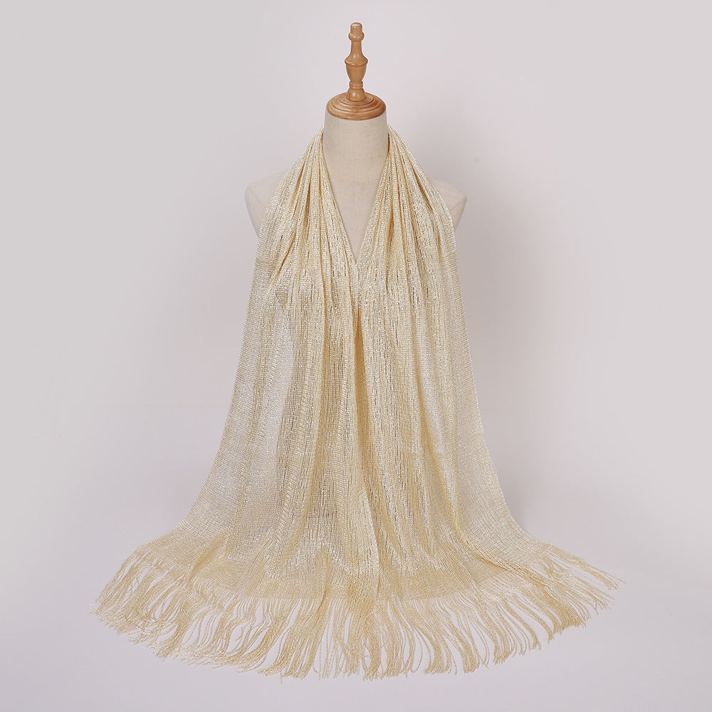 MSL336 New Gold and Silver Silk Flat Scarf Evening Dress Shawl Women - MinYang Fashion Apparel Accessory Manufacturer