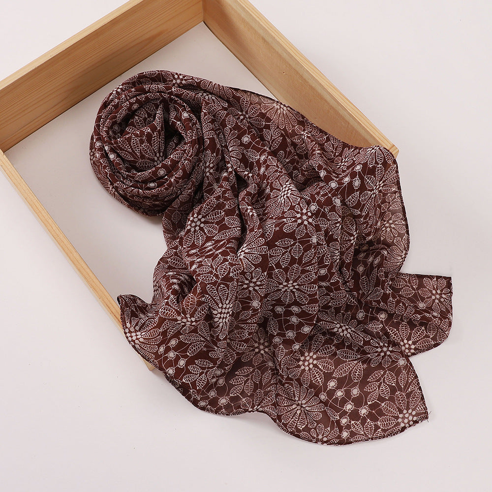 MSL358 Rose flower print hijab (MOQ:2 pieces)