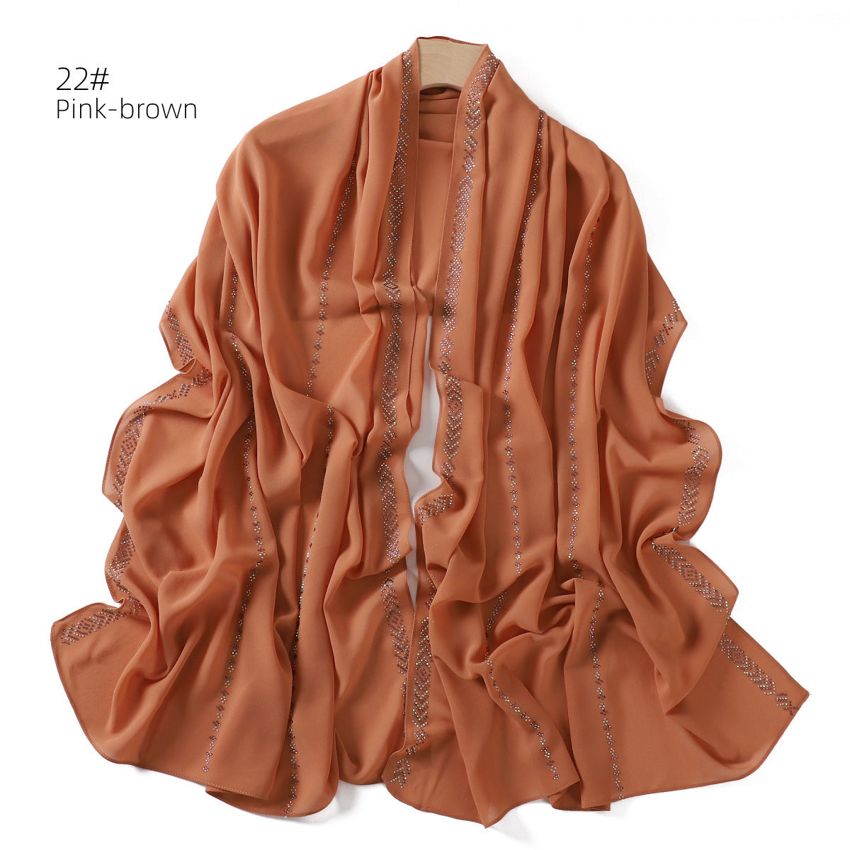 YZ194 Diamond chain, hot diamond pearl chiffon scarf, silver long headscarf hijab hijab/tudung handmade Crystal rhinestone - MinYang Fashion Apparel Accessory Manufacturer