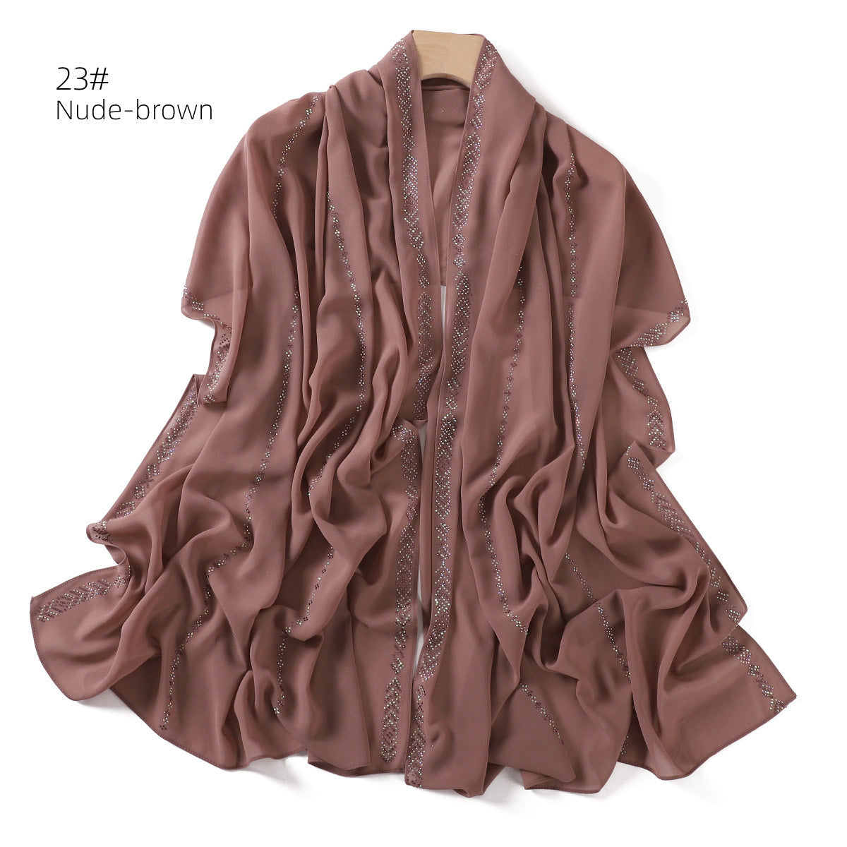 YZ194 Diamond chain, hot diamond pearl chiffon scarf, silver long headscarf hijab hijab/tudung handmade Crystal rhinestone - MinYang Fashion Apparel Accessory Manufacturer