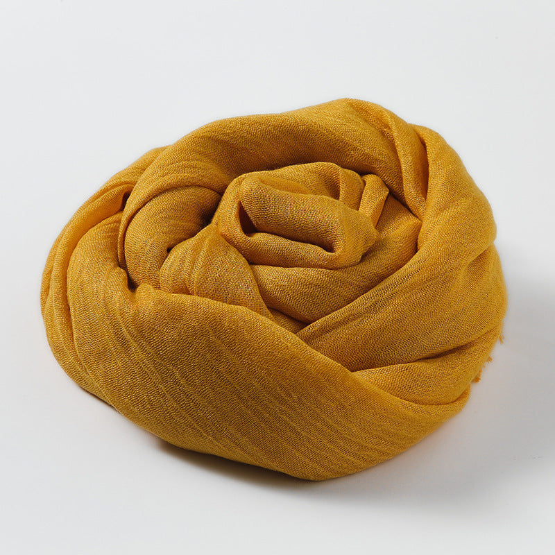 MM02 Bufanda de algodón y lino de color liso para mujer