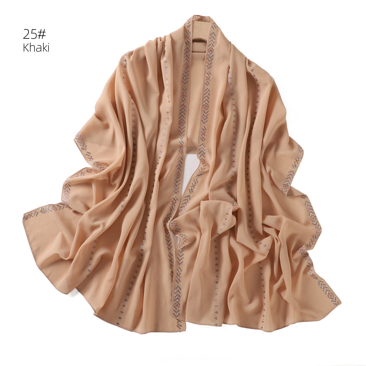 YZ194 Diamond chain, hot diamond pearl chiffon scarf, silver long headscarf hijab hijab/tudung handmade Crystal rhinestone - MinYang Fashion Apparel Accessory Manufacturer