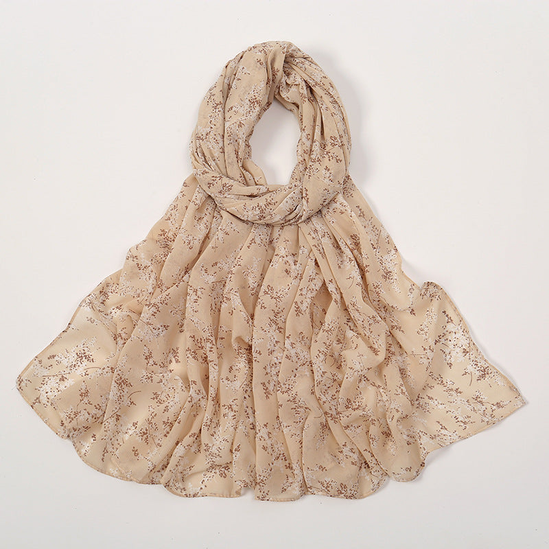YW332 Fresh floral chiffon print long scarf for women in stock Hot selling small floral long shawl plain hijab hijab/tudung printed hijab