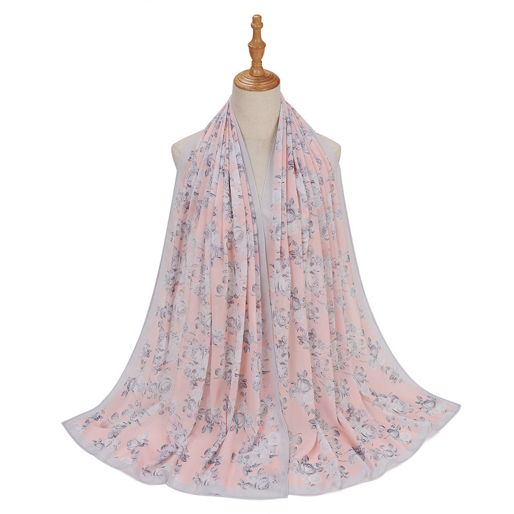 MSL333 New spring and summer pearl chiffon digital printing color scarf New spring and summer pearl chiffon digital printing color scarf