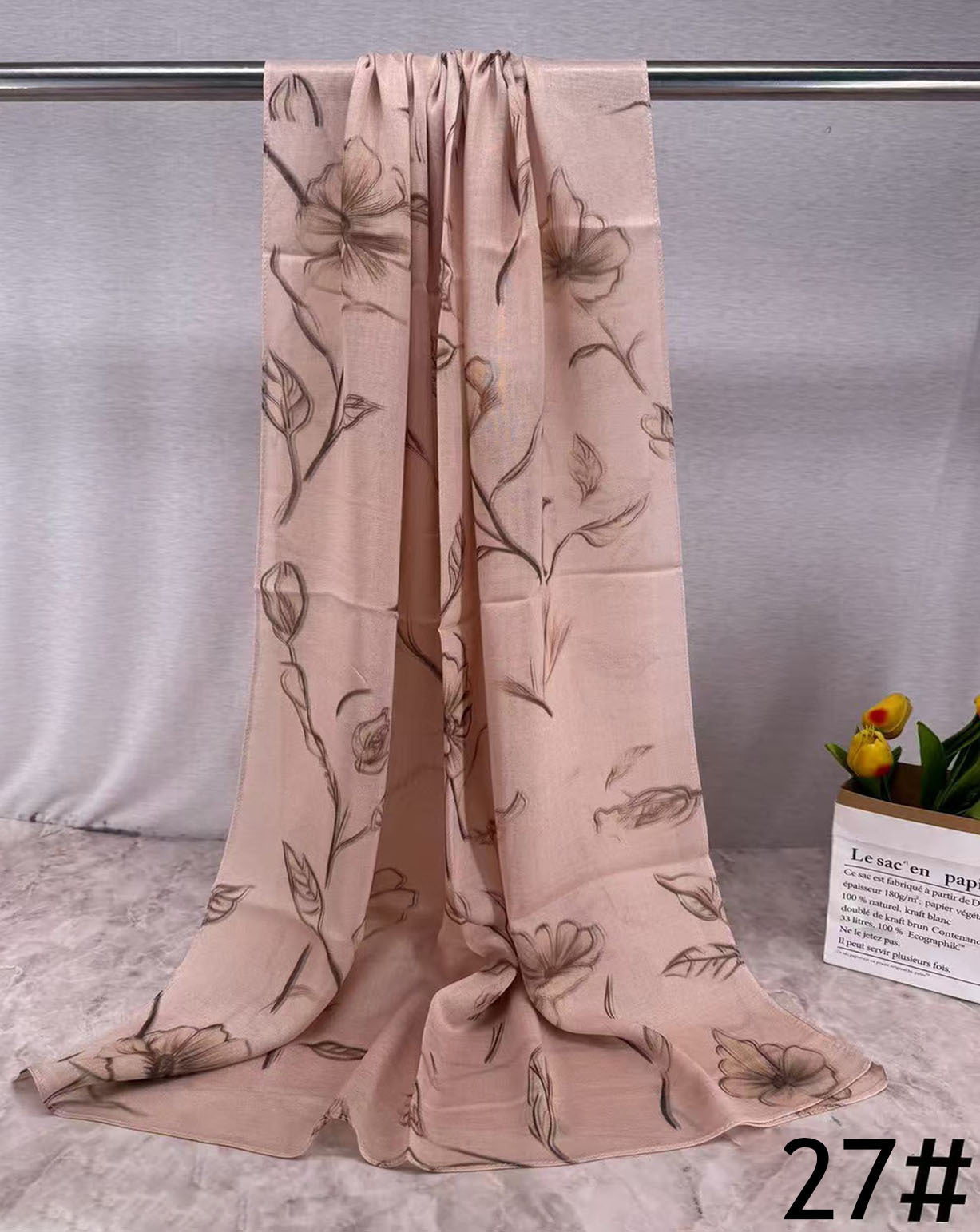 HY013 Printed modal Muslim hijab single stitch