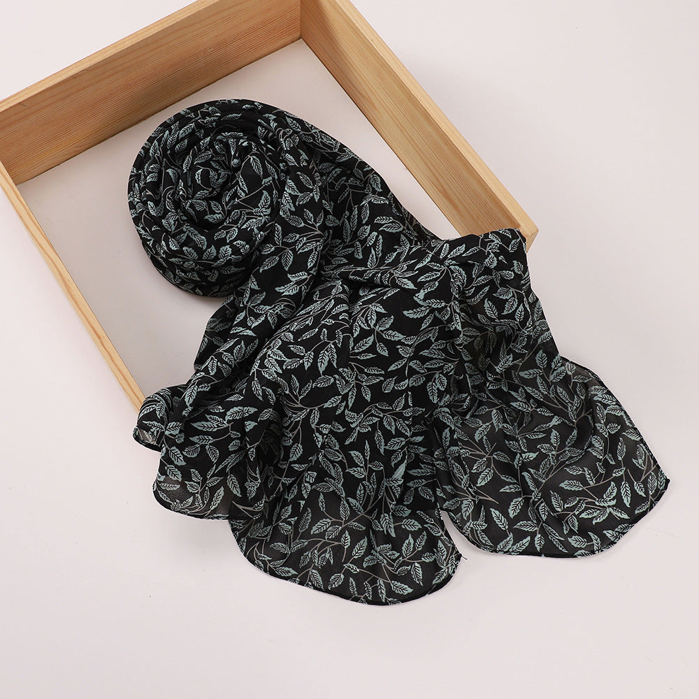 MSL358 Rose flower print hijab (MOQ:2 pieces)