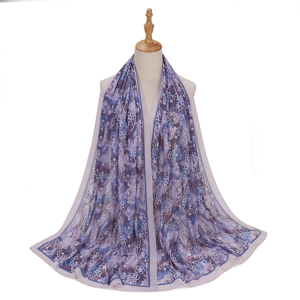 MSL333 New spring and summer pearl chiffon digital printing color scarf New spring and summer pearl chiffon digital printing color scarf