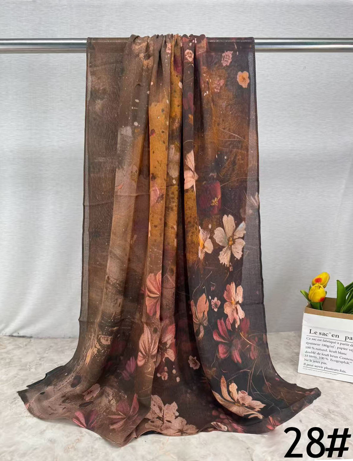 HY013 Printed modal Muslim hijab single stitch