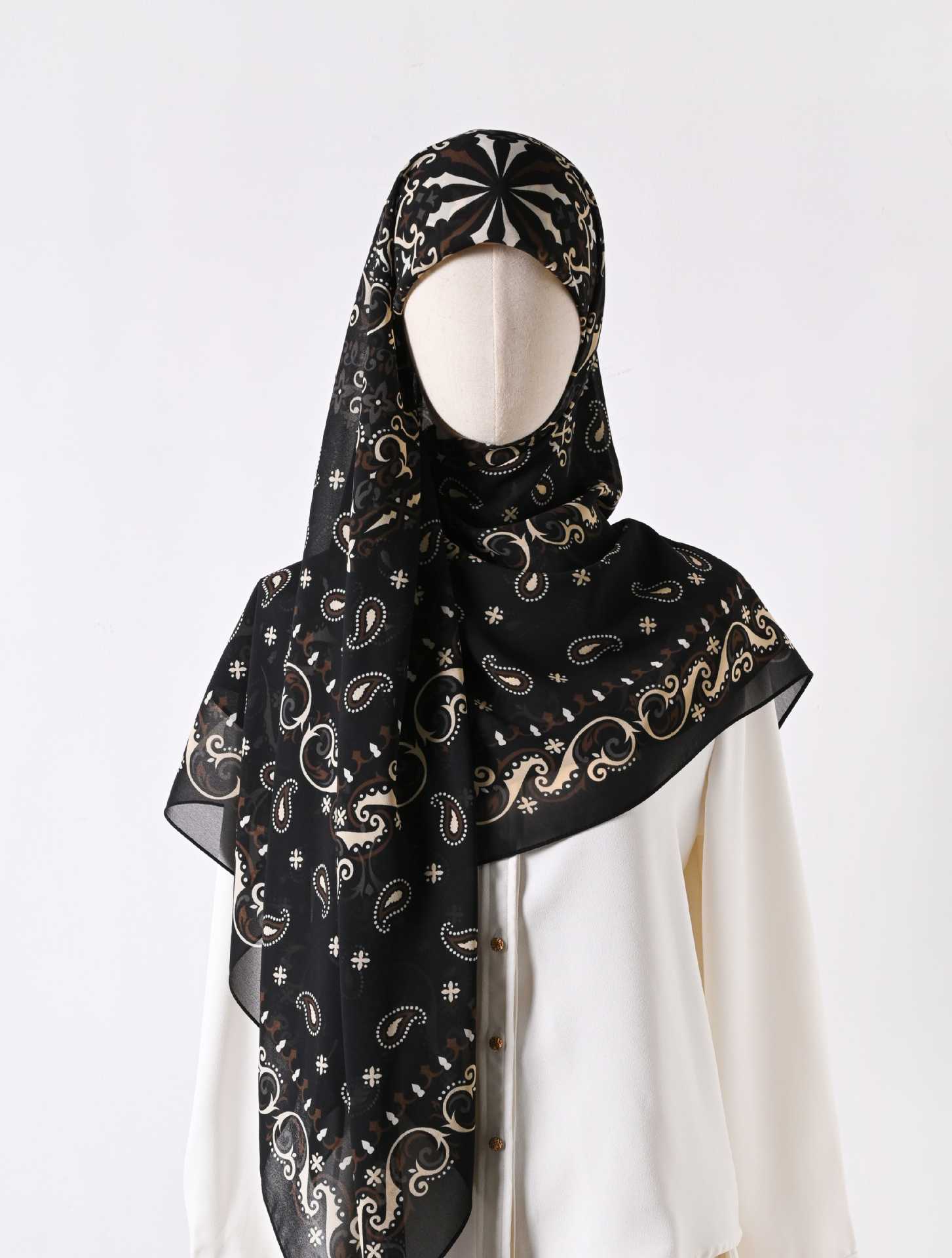 130 crystal chiffon 01 130*130cm Chiffon Scarf Silk Printed Sunscreen Scarf