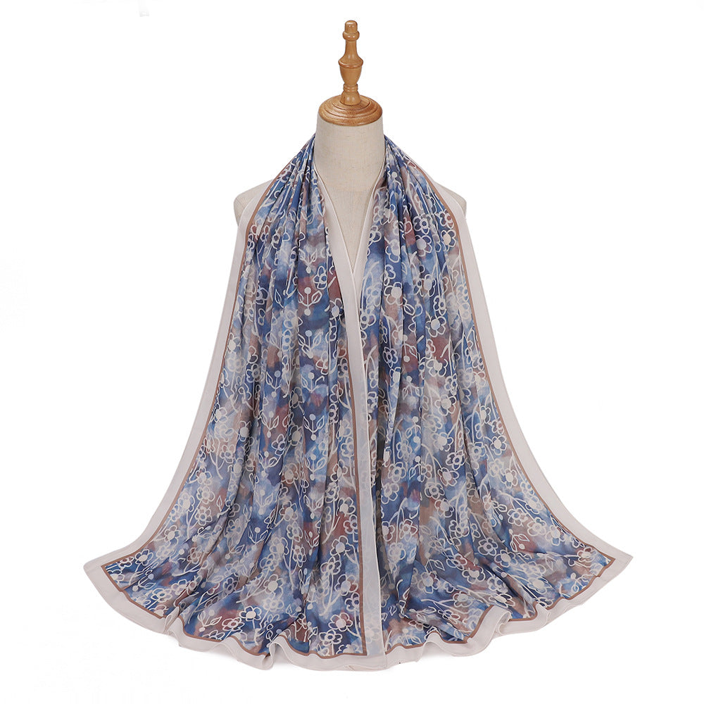 MSL333 New spring and summer pearl chiffon digital printing color scarf New spring and summer pearl chiffon digital printing color scarf