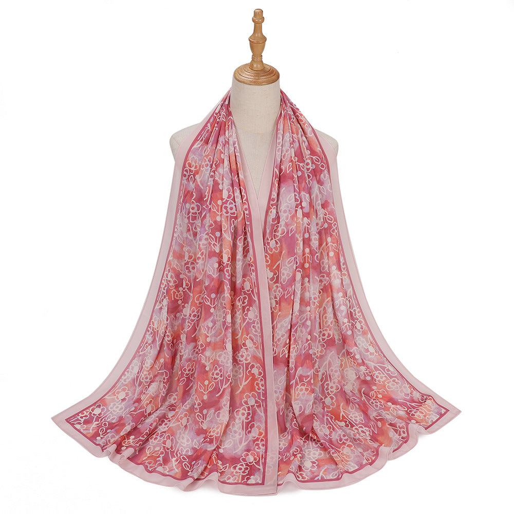 MSL333 New spring and summer pearl chiffon digital printing color scarf New spring and summer pearl chiffon digital printing color scarf