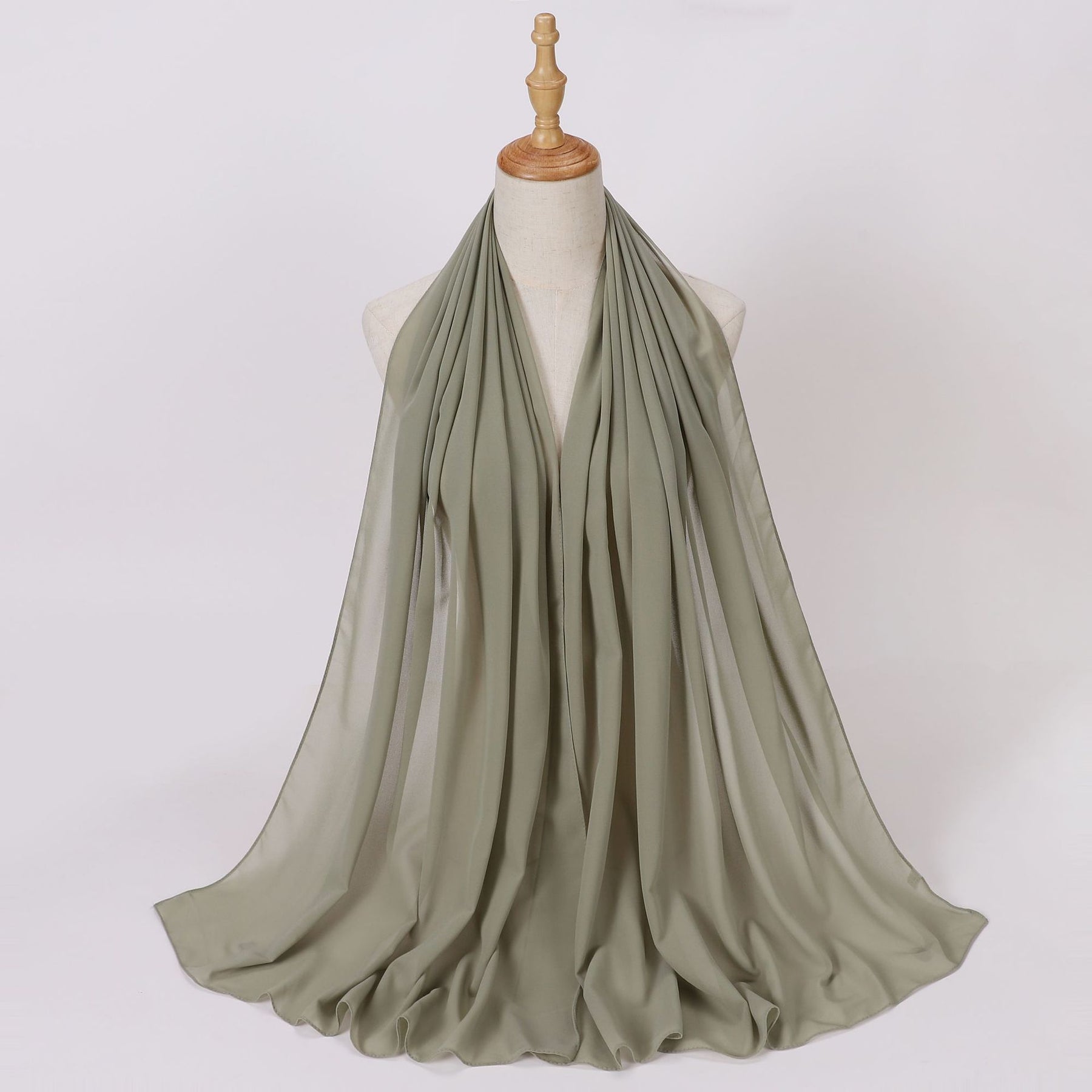 W-0062 Solid color pearl chiffon long scarf hijab veil scarf - MinYang Fashion Apparel Accessory Manufacturer