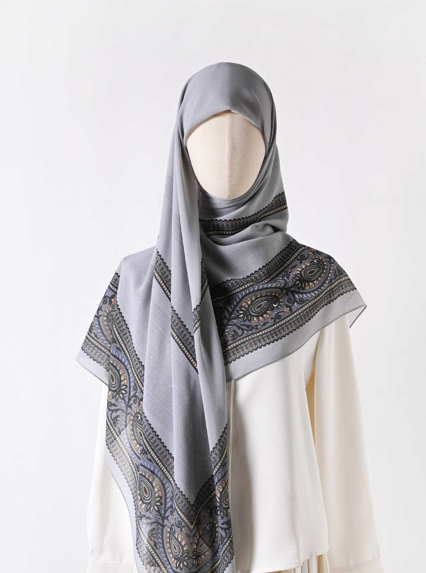 130 crystal chiffon 01 130*130cm Chiffon Scarf Silk Printed Sunscreen Scarf