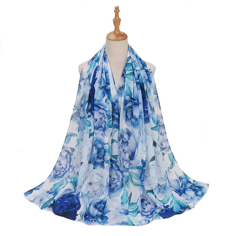 MSL333 New spring and summer pearl chiffon digital printing color scarf New spring and summer pearl chiffon digital printing color scarf