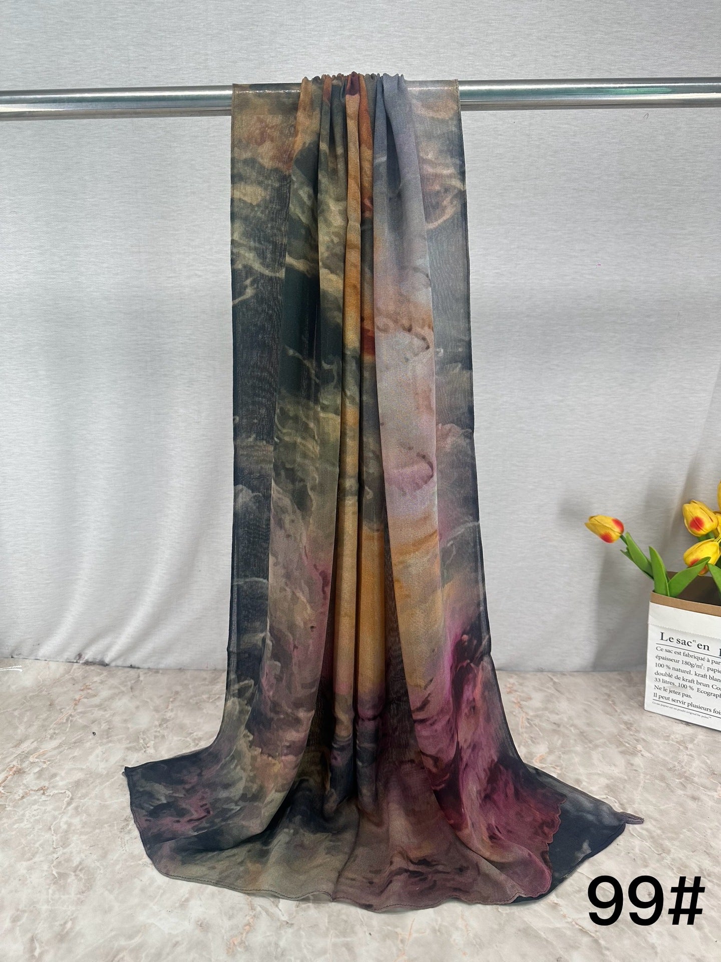 HY013 Printed modal Muslim hijab single stitch