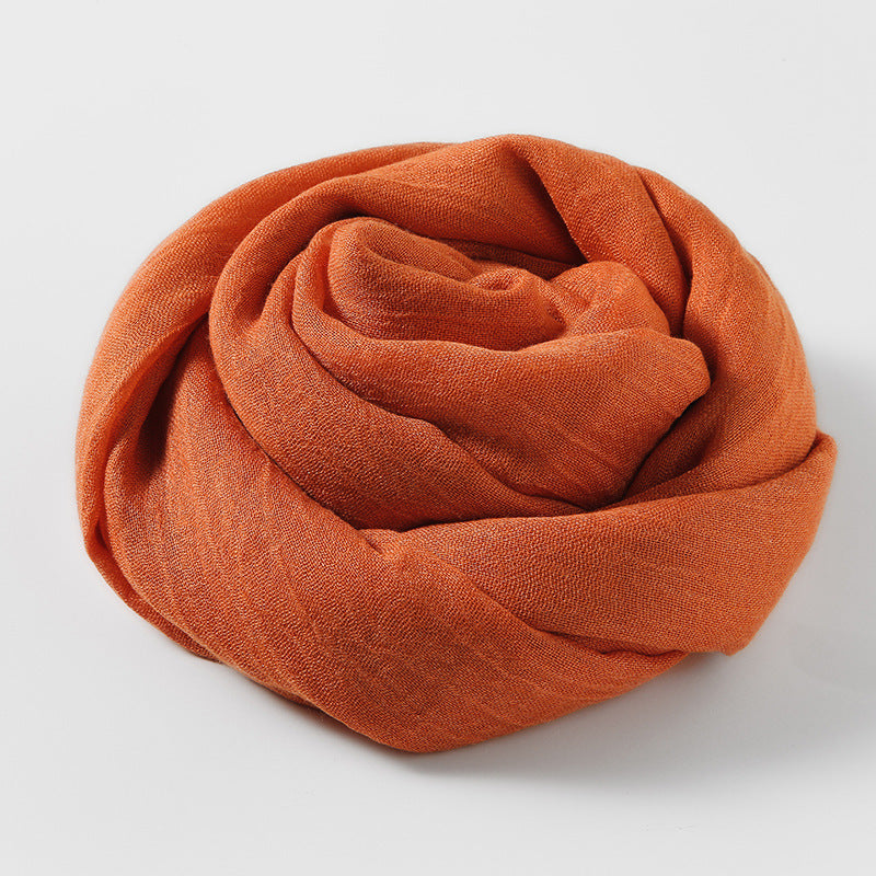 MM02 Bufanda de algodón y lino de color liso para mujer