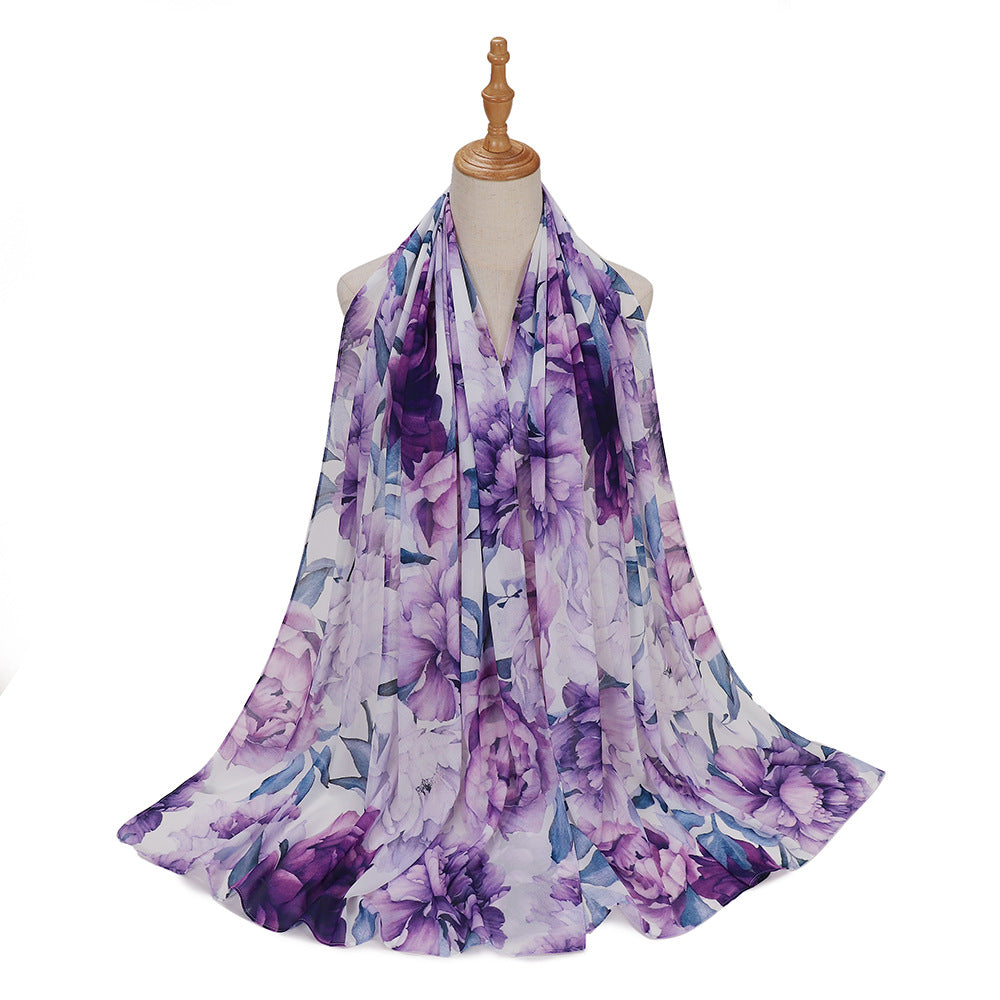 MSL333 New spring and summer pearl chiffon digital printing color scarf New spring and summer pearl chiffon digital printing color scarf