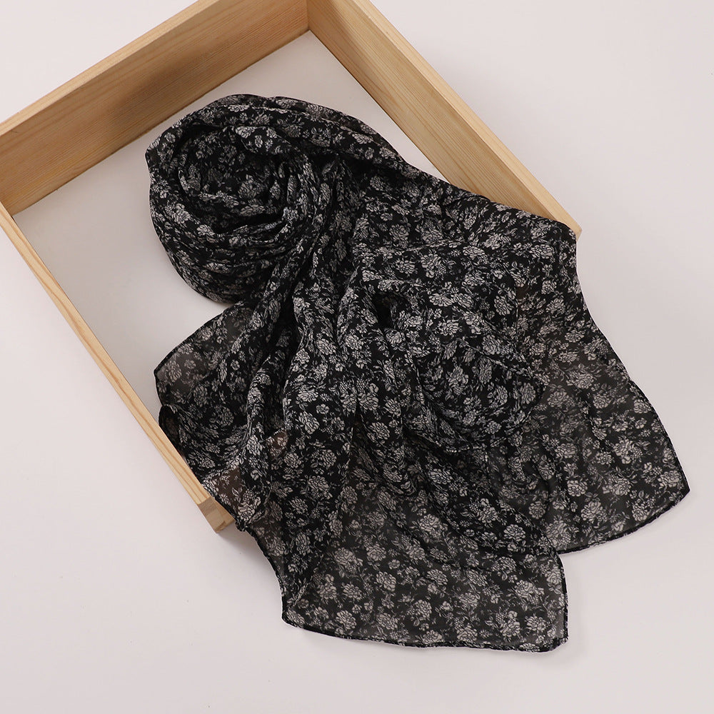 MSL358 Rose flower print hijab (MOQ:2 pieces)