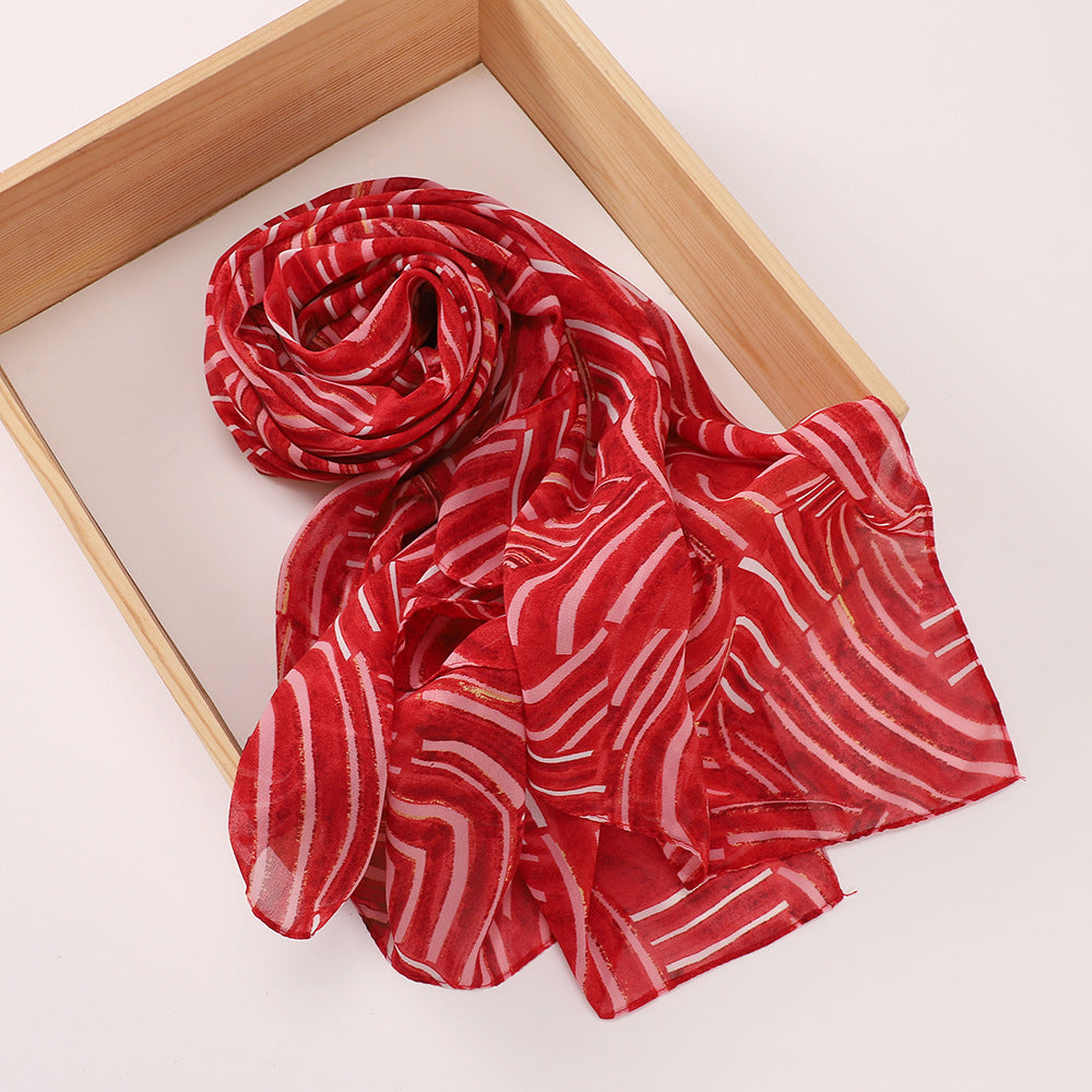 MSL358 Rose flower print hijab (MOQ:2 pieces)