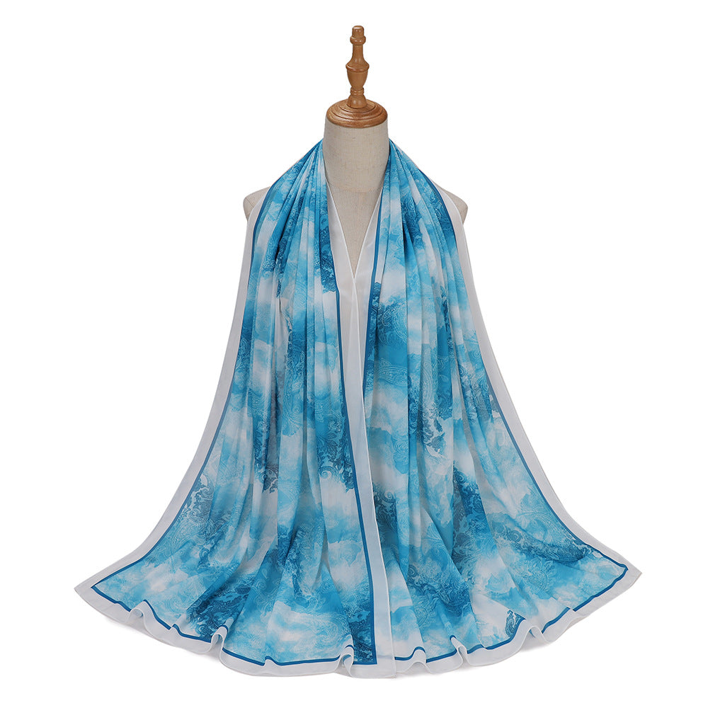 MSL333 New spring and summer pearl chiffon digital printing color scarf New spring and summer pearl chiffon digital printing color scarf
