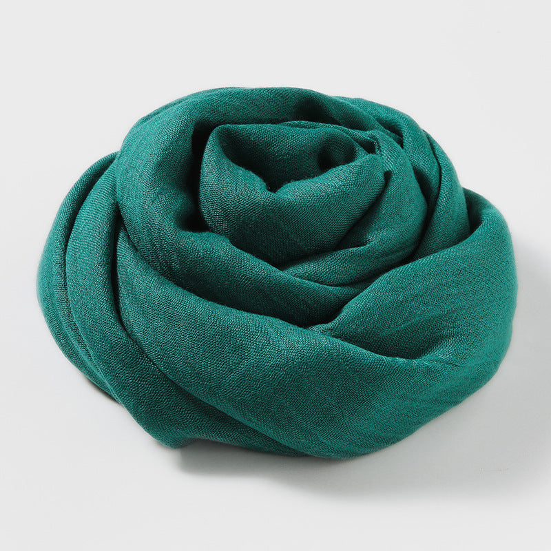 MM02 Bufanda de algodón y lino de color liso para mujer