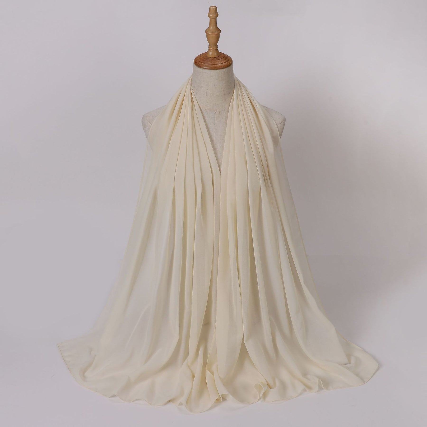 W-0062 Solid color pearl chiffon long scarf hijab veil scarf - MinYang Fashion Apparel Accessory Manufacturer