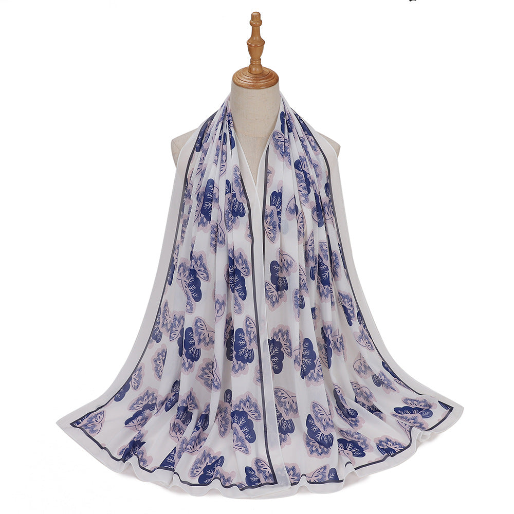 MSL333 New spring and summer pearl chiffon digital printing color scarf New spring and summer pearl chiffon digital printing color scarf