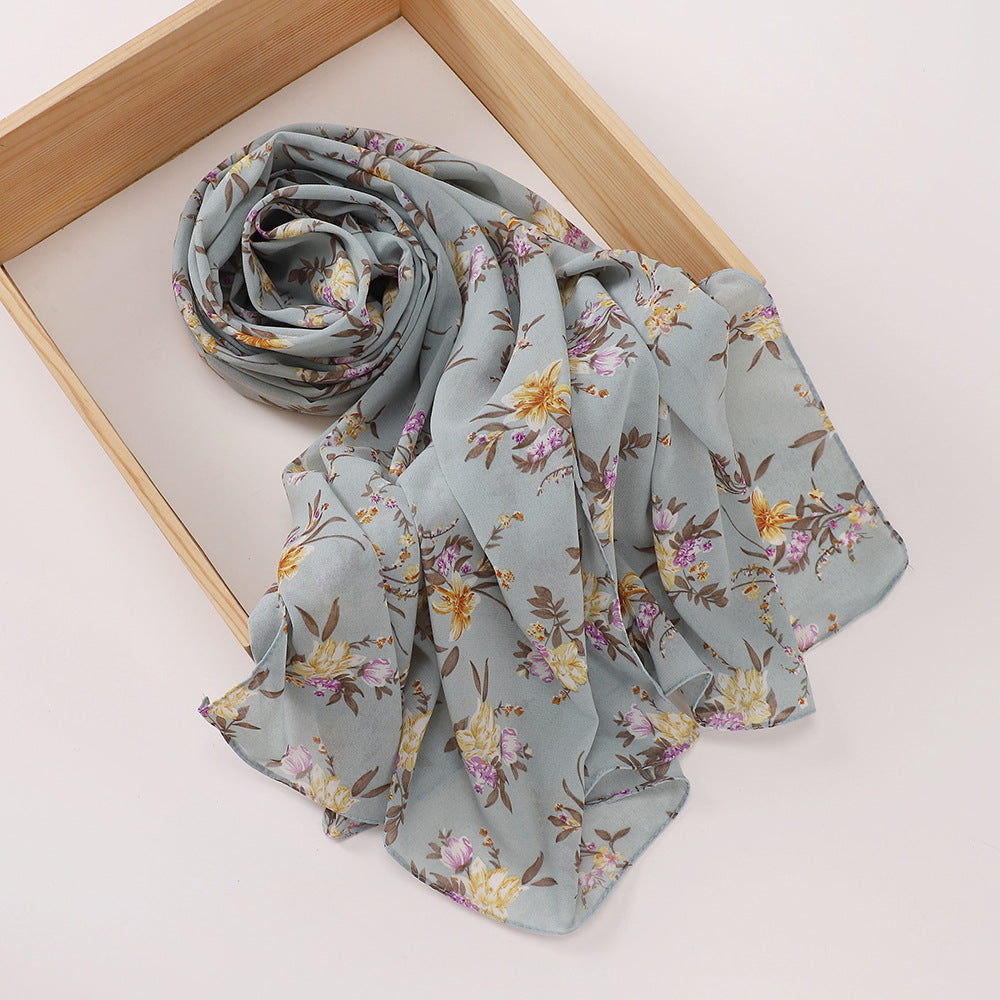MSL358 Rose flower print hijab (MOQ:2 pieces)
