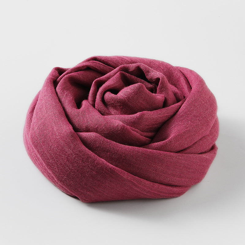 MM02 Bufanda de algodón y lino de color liso para mujer