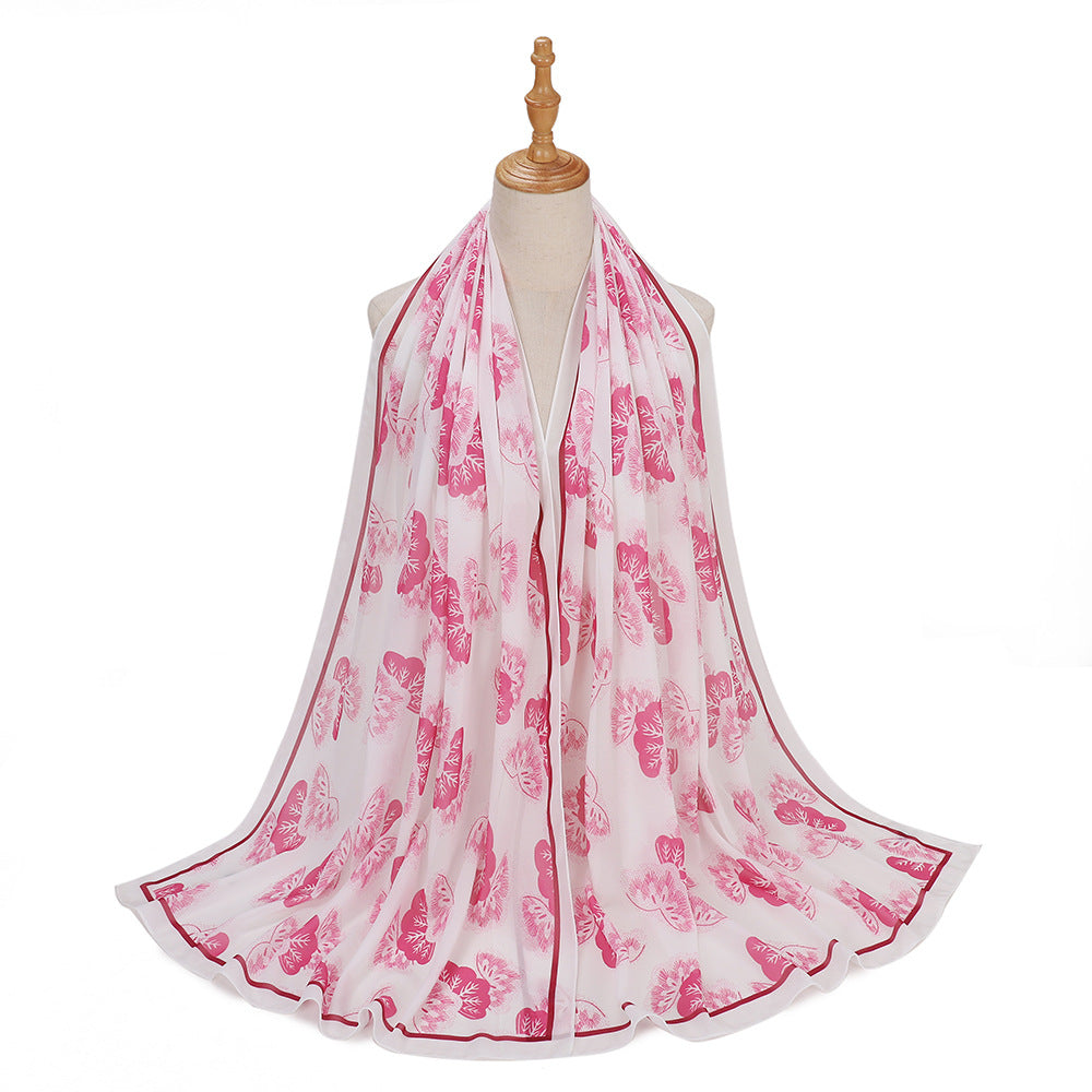 MSL333 New spring and summer pearl chiffon digital printing color scarf New spring and summer pearl chiffon digital printing color scarf