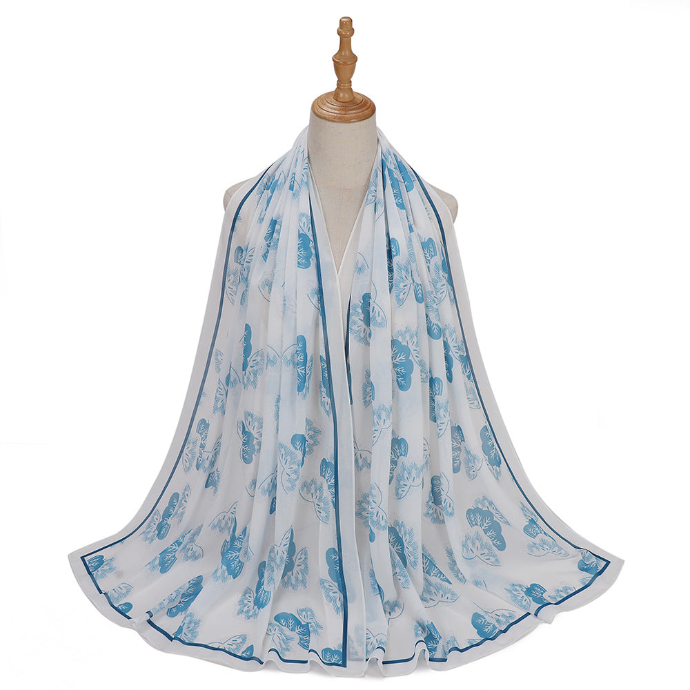 MSL333 New spring and summer pearl chiffon digital printing color scarf New spring and summer pearl chiffon digital printing color scarf