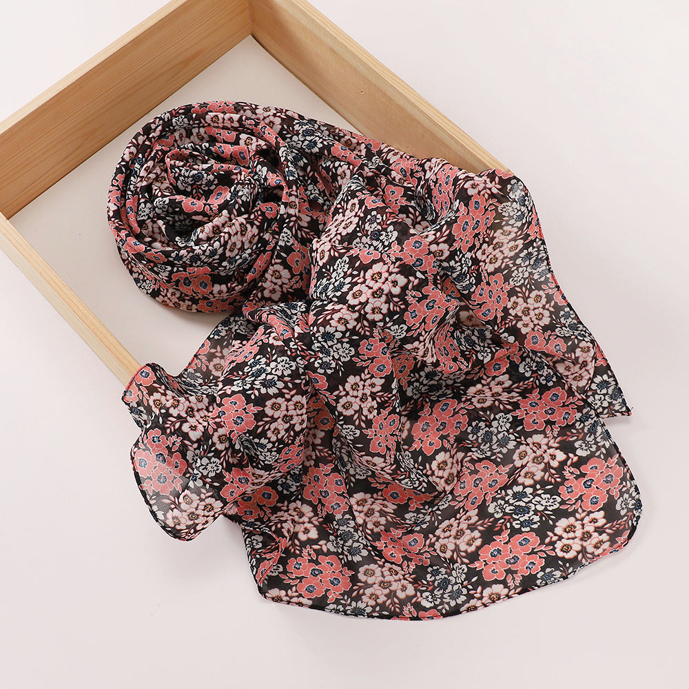 MSL358 Rose flower print hijab (MOQ:2 pieces)