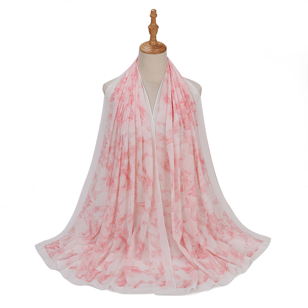 MSL333 New spring and summer pearl chiffon digital printing color scarf New spring and summer pearl chiffon digital printing color scarf