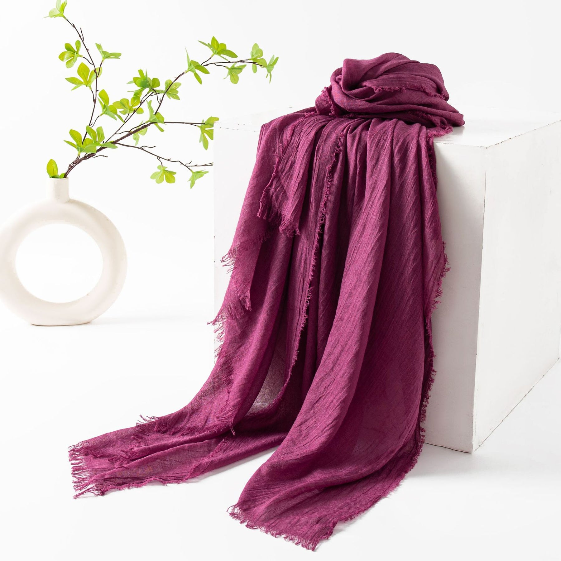 FH24-5559(2) Cotton and linen scarf scarf  winter scarf - MinYang Fashion Apparel Accessory Manufacturer