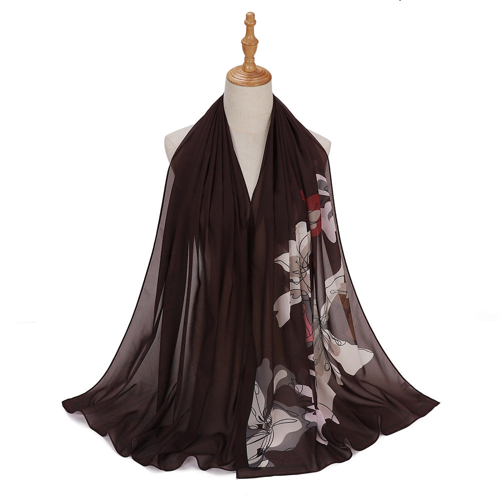 MSL333 New spring and summer pearl chiffon digital printing color scarf New spring and summer pearl chiffon digital printing color scarf