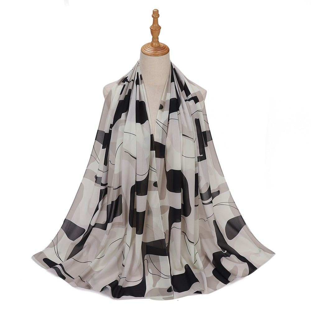 MSL333 New spring and summer pearl chiffon digital printing color scarf New spring and summer pearl chiffon digital printing color scarf
