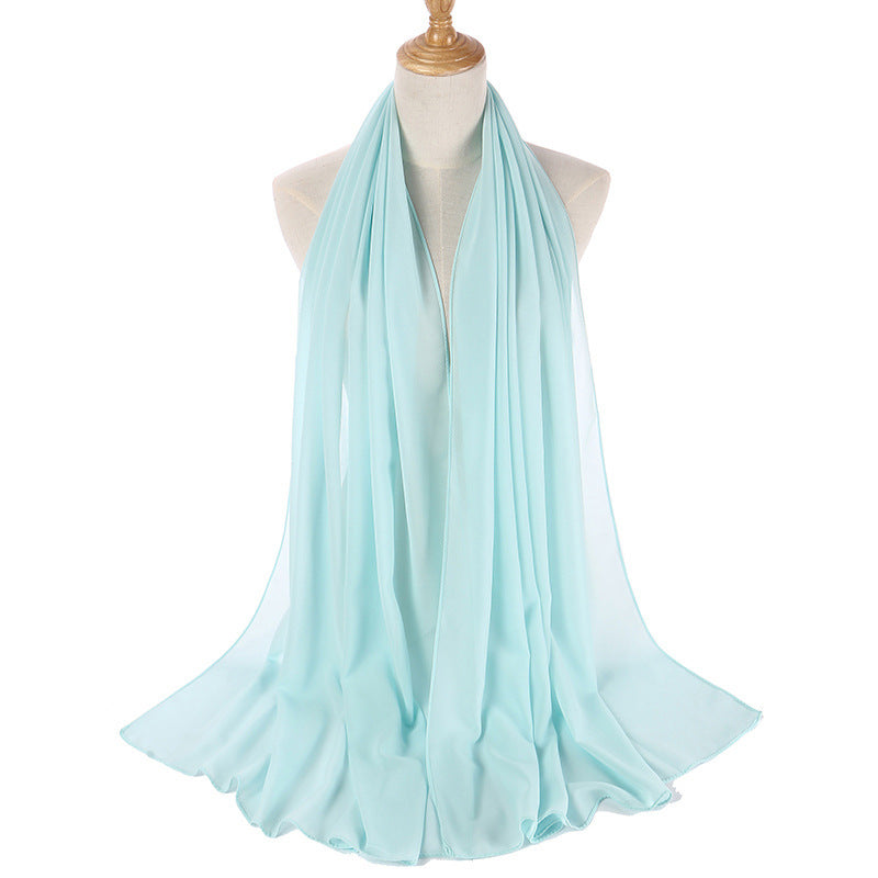 MSL006 Women's pearl chiffon bubble headscarf scarf