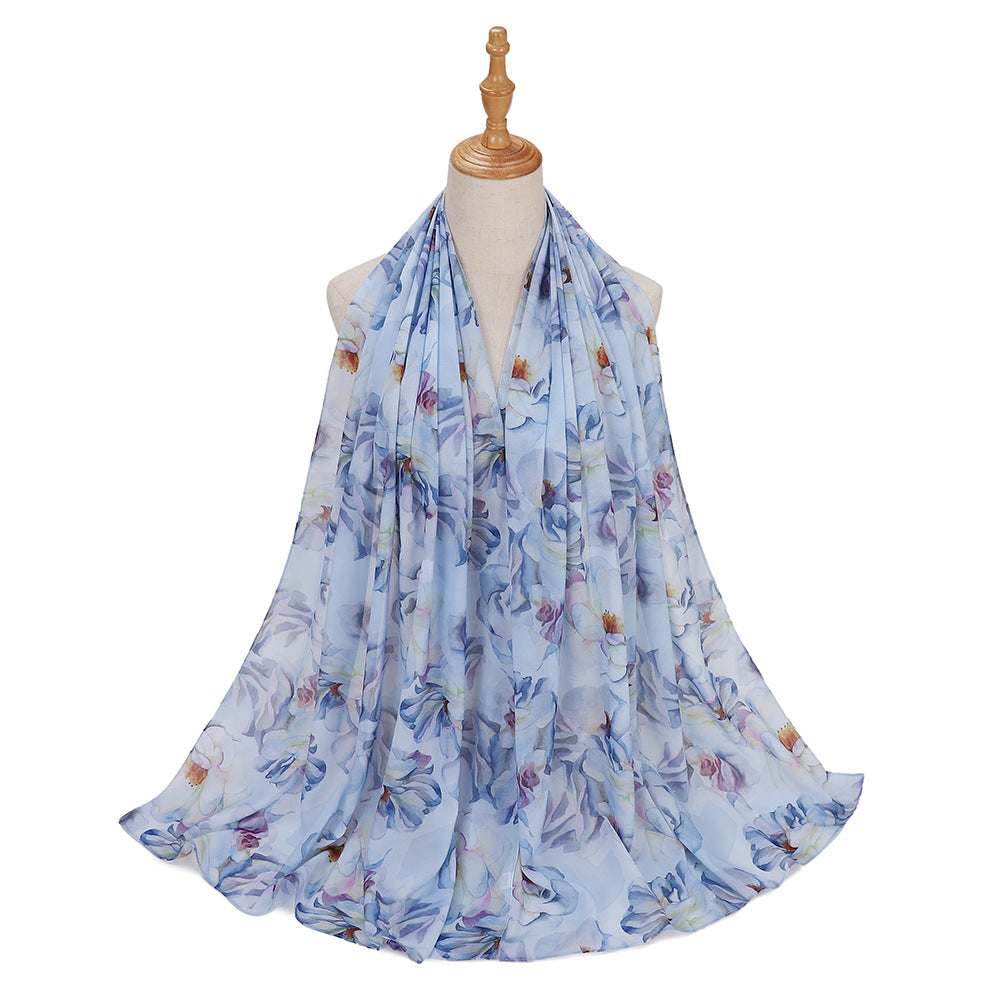 MSL333 New spring and summer pearl chiffon digital printing color scarf New spring and summer pearl chiffon digital printing color scarf