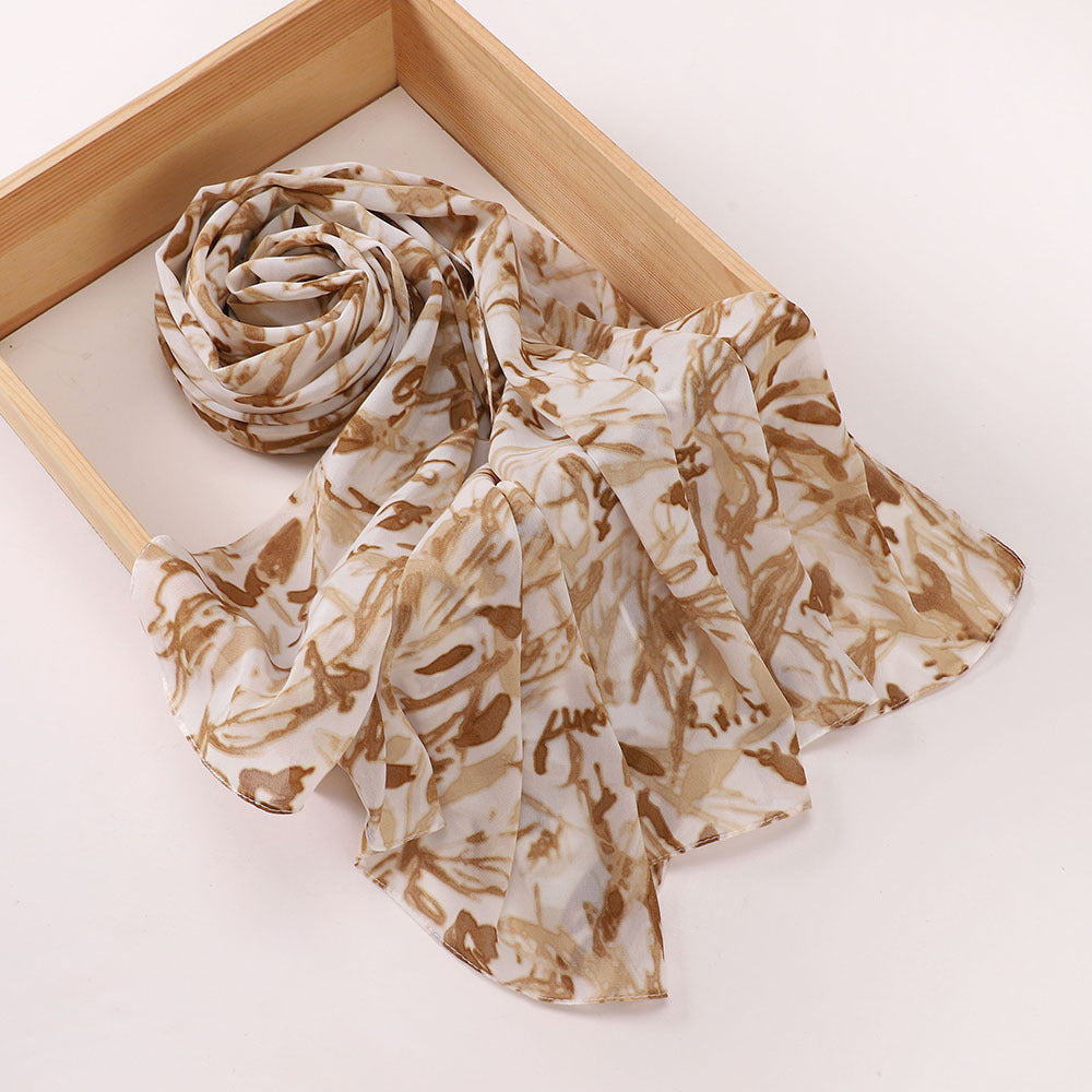 MSL358 Rose flower print hijab (MOQ:2 pieces)