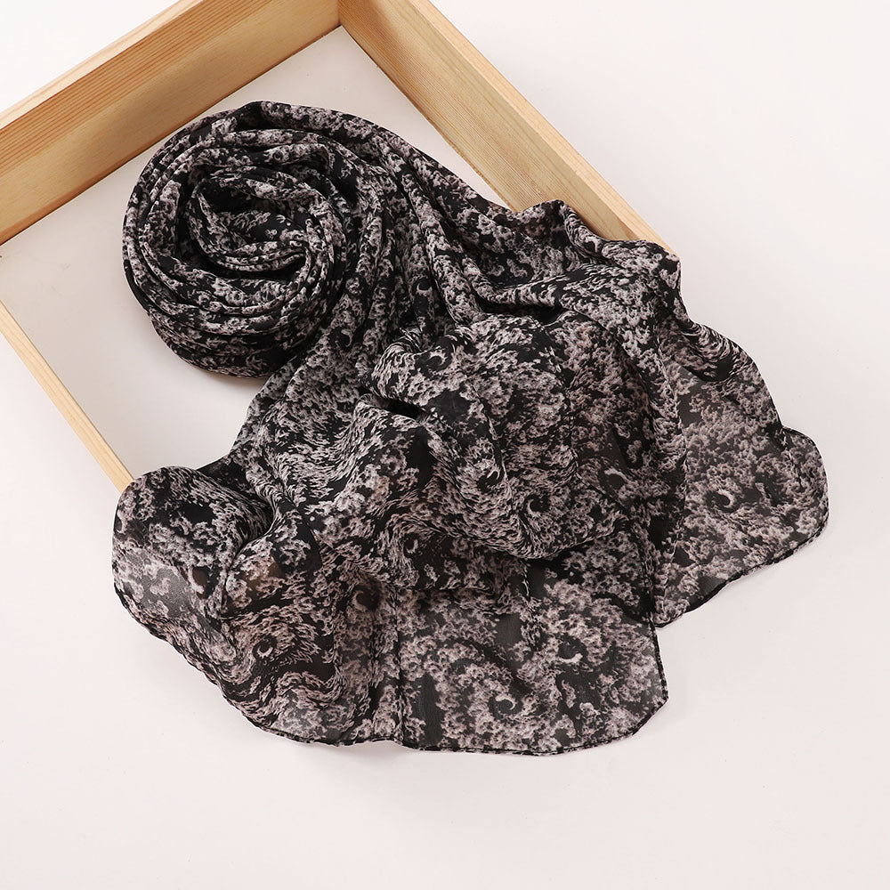 MSL358 Rose flower print hijab (MOQ:2 pieces)
