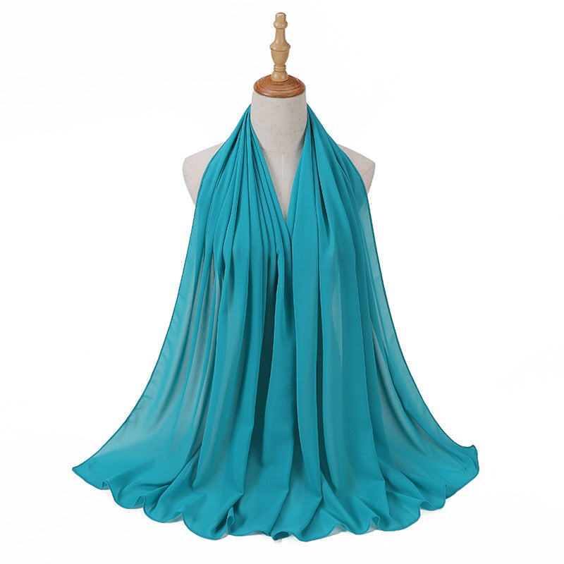 MSL006 Women's pearl chiffon bubble headscarf scarf