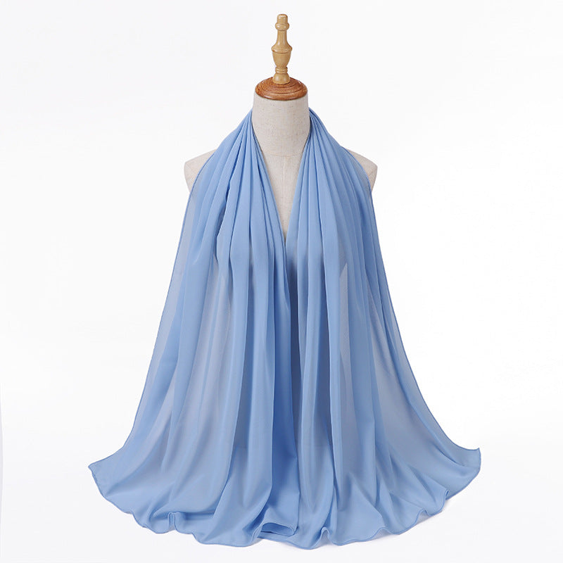 MSL006 Women's pearl chiffon bubble headscarf scarf