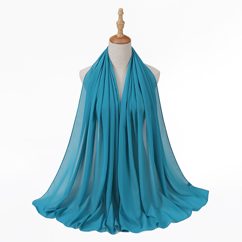 MSL006 Women's pearl chiffon bubble headscarf scarf