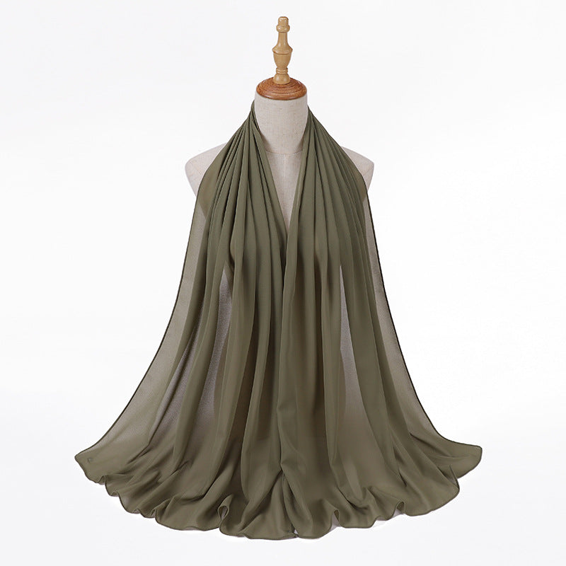 MSL006 Women's pearl chiffon bubble headscarf scarf