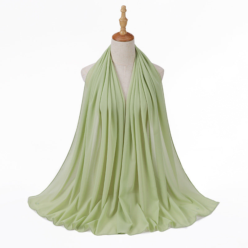 MSL006 Women's pearl chiffon bubble headscarf scarf