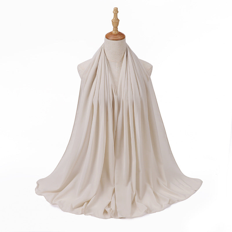 MSL006 Women's pearl chiffon bubble headscarf scarf