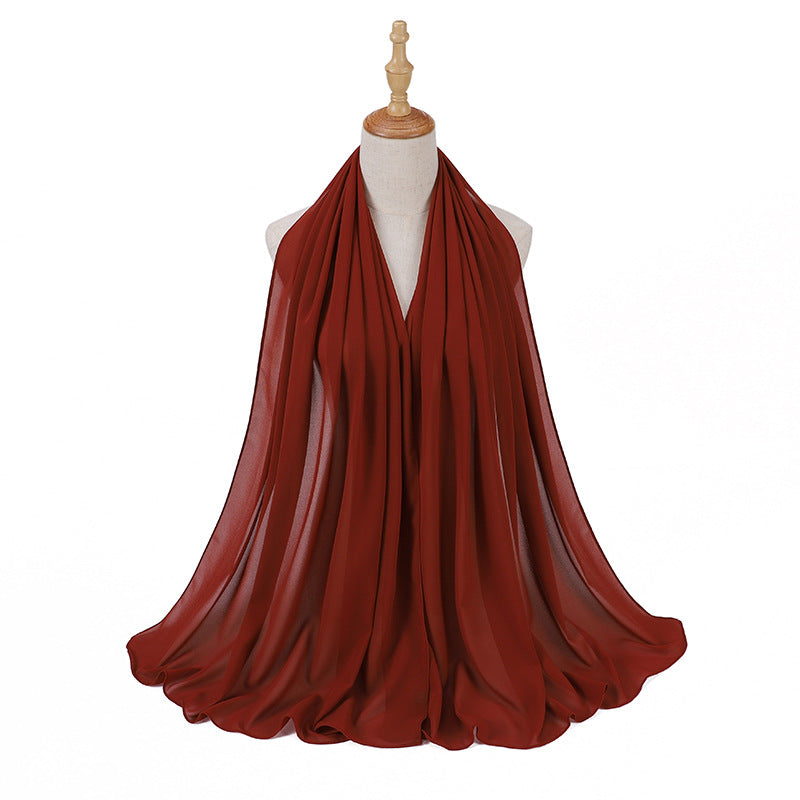 MSL006 Women's pearl chiffon bubble headscarf scarf