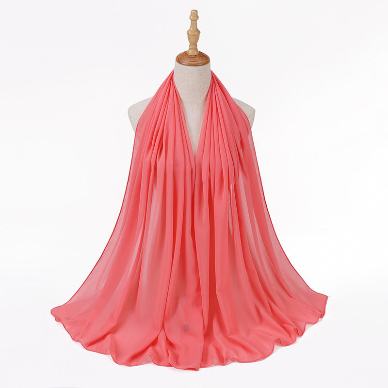 MSL006 Women's pearl chiffon bubble headscarf scarf